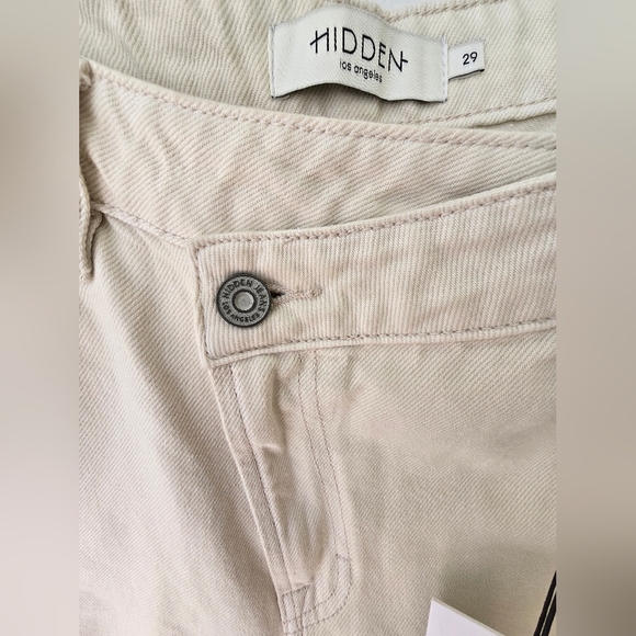 HIDDEN LOGAN Los Angeles Cream Jeans Denim Off White Wide Leg Size 29 - Picture 5 of 6